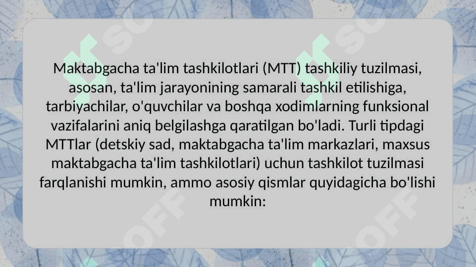 Maktabgacha talim tashkilotlari metodik ishlarni tashkil etish va rahbarlik qilish 2
