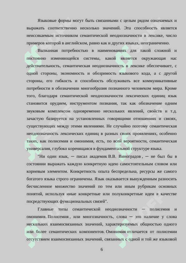 Специфические черты смысла  многозначного слова  (на материале произведений русских классиков 19-20 в) 6