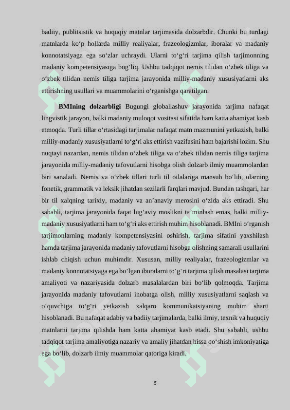 Nemis tilidan o'zbek tiliga va o'zbek tilidan nemis tiliga tarjima qilishda milliy madaniy xusiyatlar 5