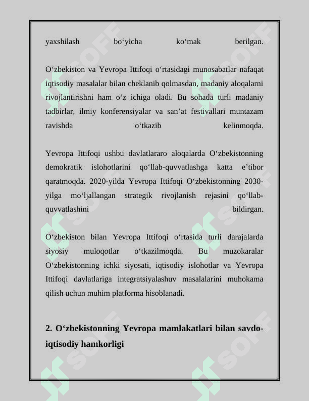 OʻZBEKISTONNI YEVROPA MAMLAKATLARI BILAN ALOQALARI 5