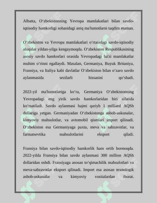 OʻZBEKISTONNI YEVROPA MAMLAKATLARI BILAN ALOQALARI 6