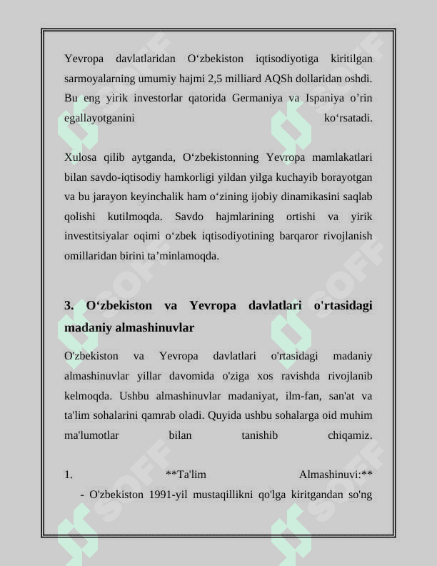 OʻZBEKISTONNI YEVROPA MAMLAKATLARI BILAN ALOQALARI 8
