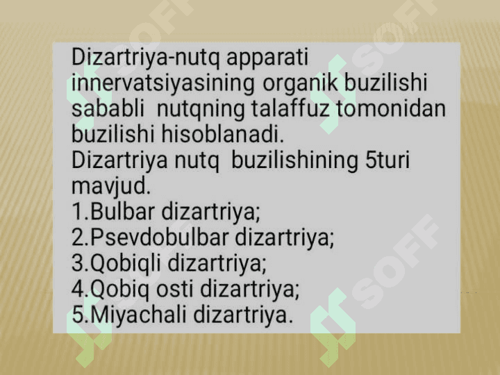 Individual va guruhli mashgʻulotlar.Dizartriyani bartaraf etishda logopedik ishlar. 2