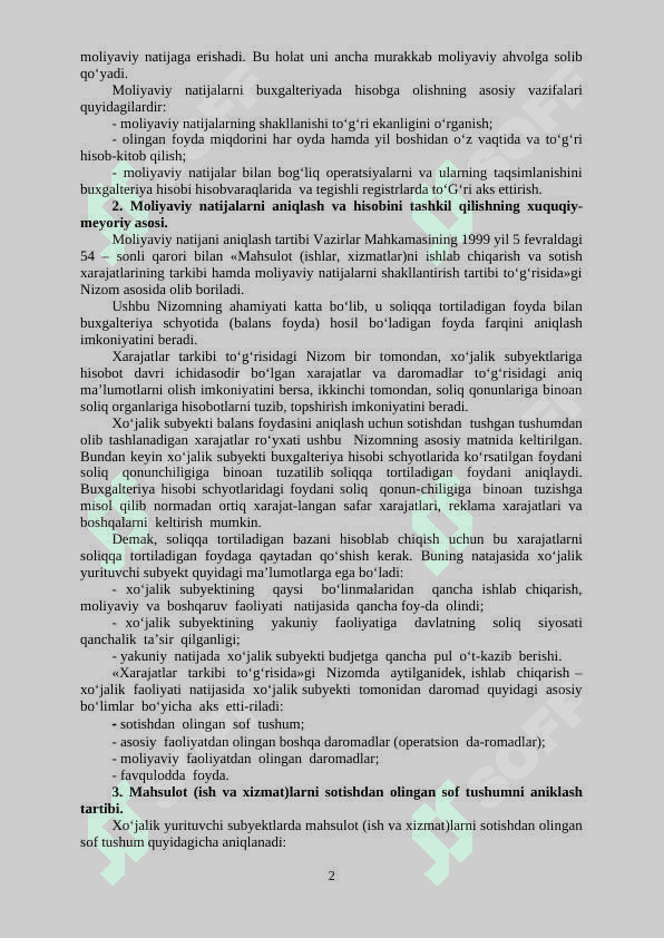 MOLIYAVIY NATIJALAR HISOBI 2