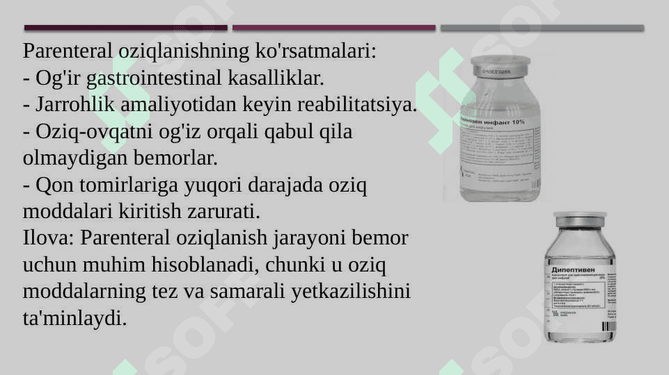 Parenteral ovqatlantirish va uning klinik ahamiyati 5