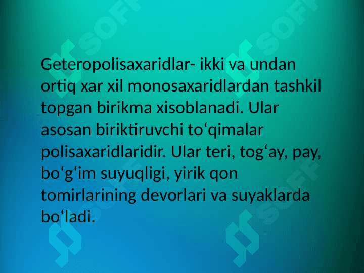 Geteropolisaxaridlarni ontogenez va kasallikda oʻzgarishi 2