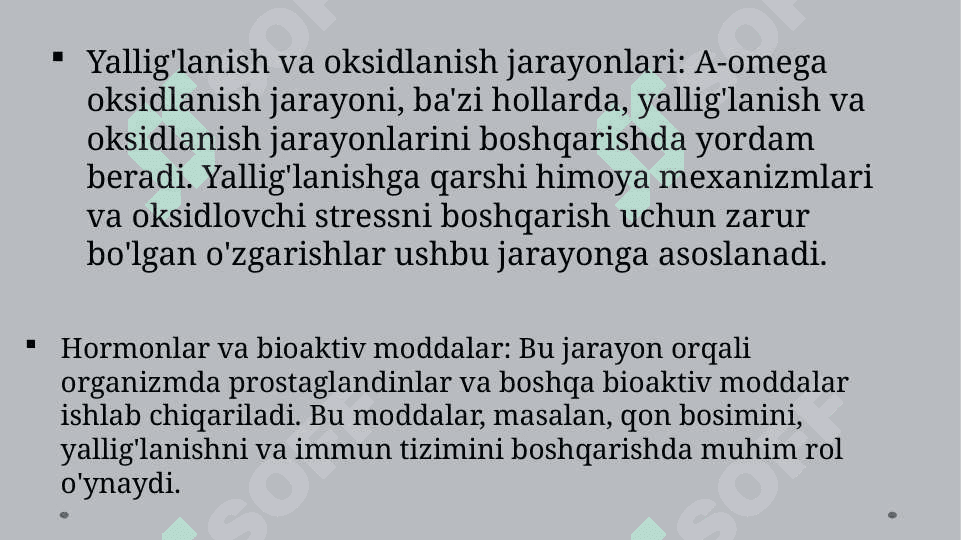 YOG’ KISLOTALARINI a-OMEGA OKSIDLANISHI AHAMIYATI , BUZILISHLARI 6