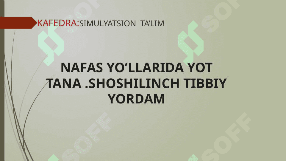 NAFAS YO’LLARIDA YOT TANA .SHOSHILINCH TIBBIY YORDAM 2