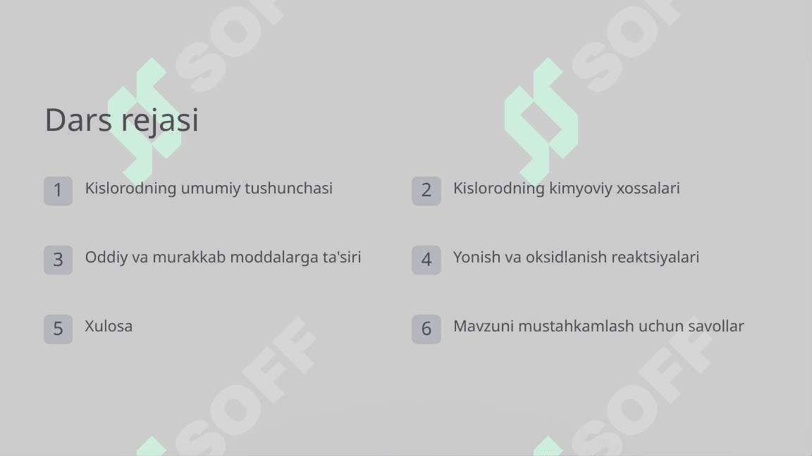 "Kislorodning kimyoviy xossalari"  Fan: Kimyo, 7-sinf 2