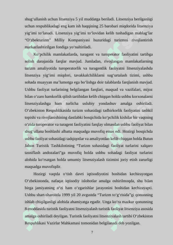 Turistik korxonalarni litsenziyalash 6