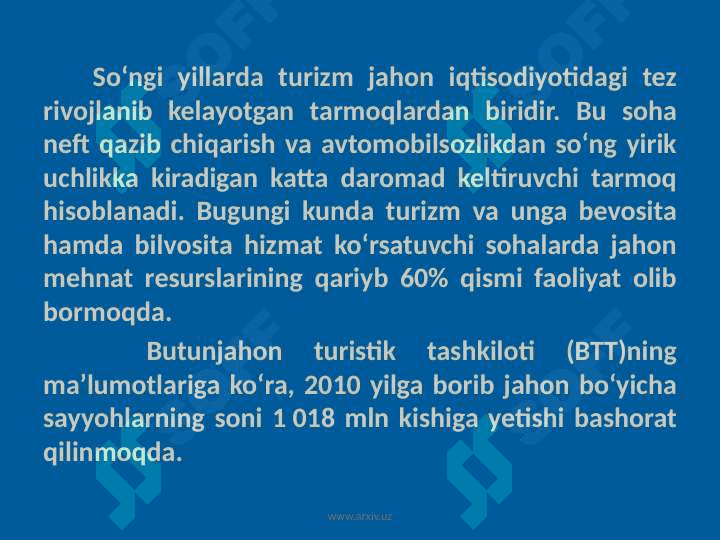XALQARO TURIZM VA O‘ZBEKISTONDA TURIZMNI RIVOJLANTIRISHNING BA’ZI MASALALARI 3