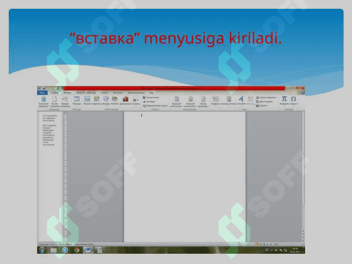 Ekrandagi yorliqlardan “word” yorlig’ini tanlaymiz. 2