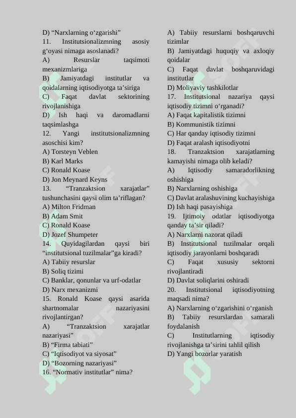 Institutsional nazariyalarning paydo bo‘lishi va rivojlanishi 2