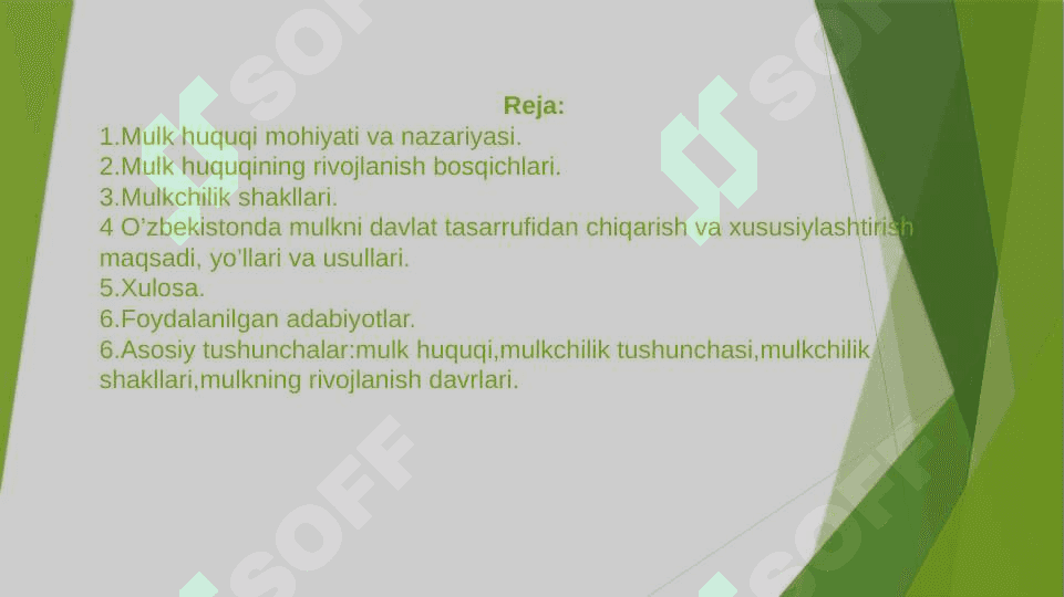 Mulk huquqlari nazariyasi va mulkchilik shakllari rivojlanishining evolutsiyasi 2