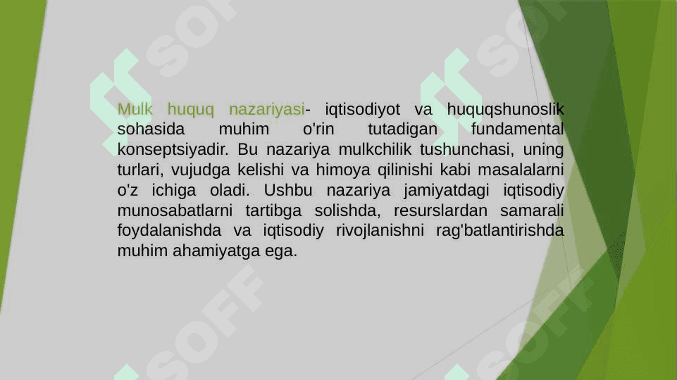 Mulk huquqlari nazariyasi va mulkchilik shakllari rivojlanishining evolutsiyasi 3