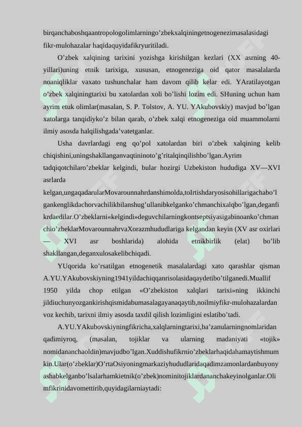 O’ZBEK XALQINING ETNIK SHAKLLANISHI TARIXSHUNОSLIGI 6
