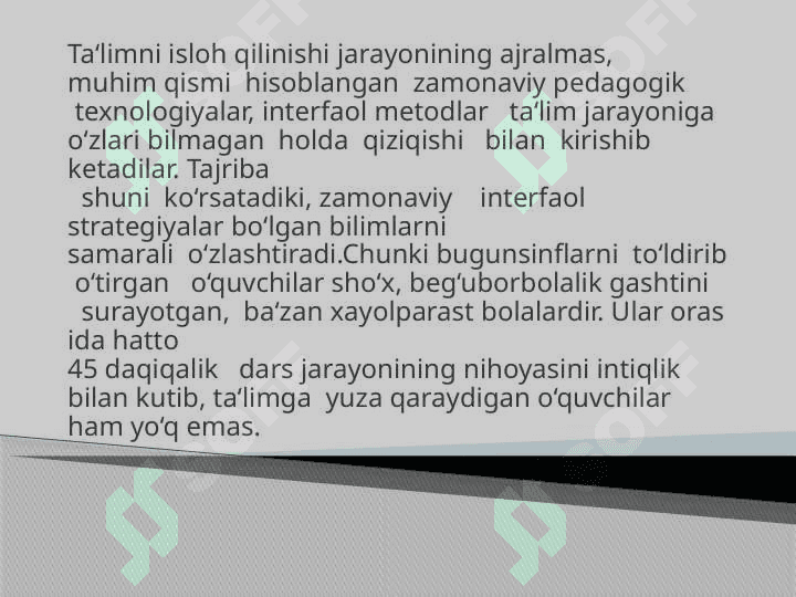 Boshlang’ich sinflarda matematika darslarida interfaol metodlardan foydalanish. 4