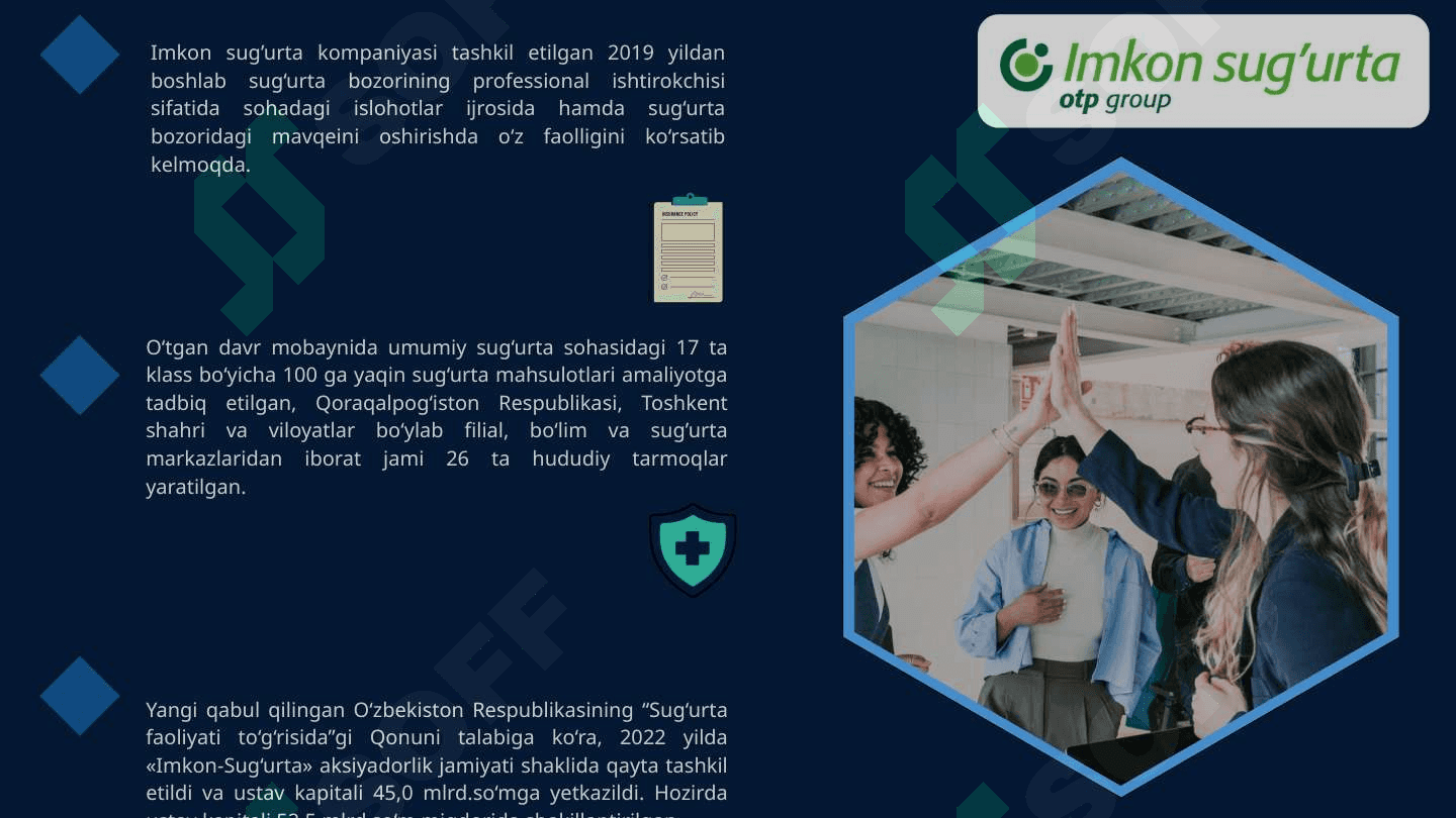 Imkon sug'urta kompaniyasi haqida PPTX PREZENTATSIYA 4