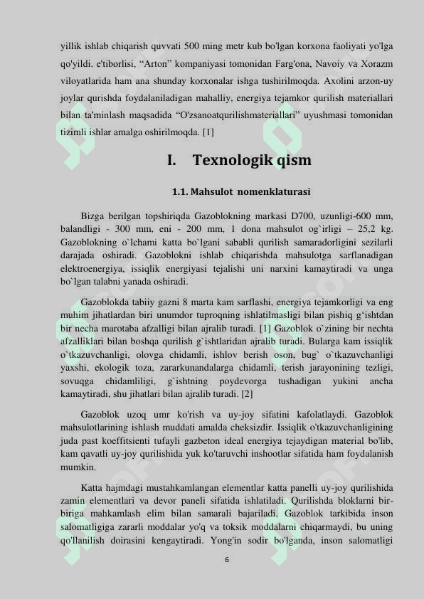 Individual qurilish uchun devorbob bloklar ishlab chiqarish korxonasini loyihalash 6