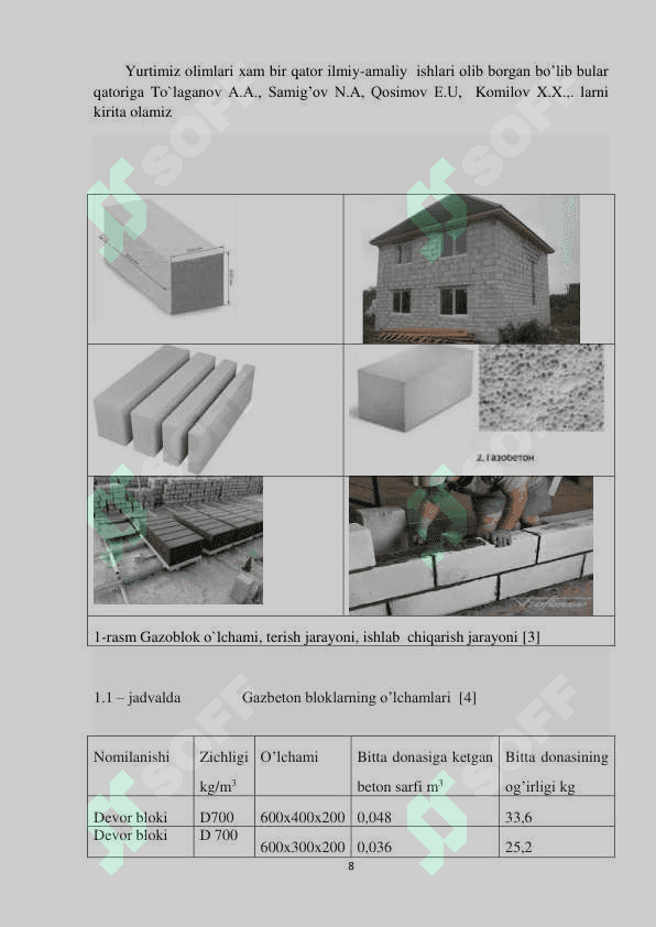 Individual qurilish uchun devorbob bloklar ishlab chiqarish korxonasini loyihalash 8