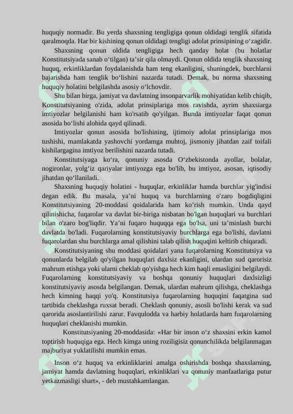 Insonning shaxsiy hamda siyosiy huquqlarini mustalhkamlash masalalari 2