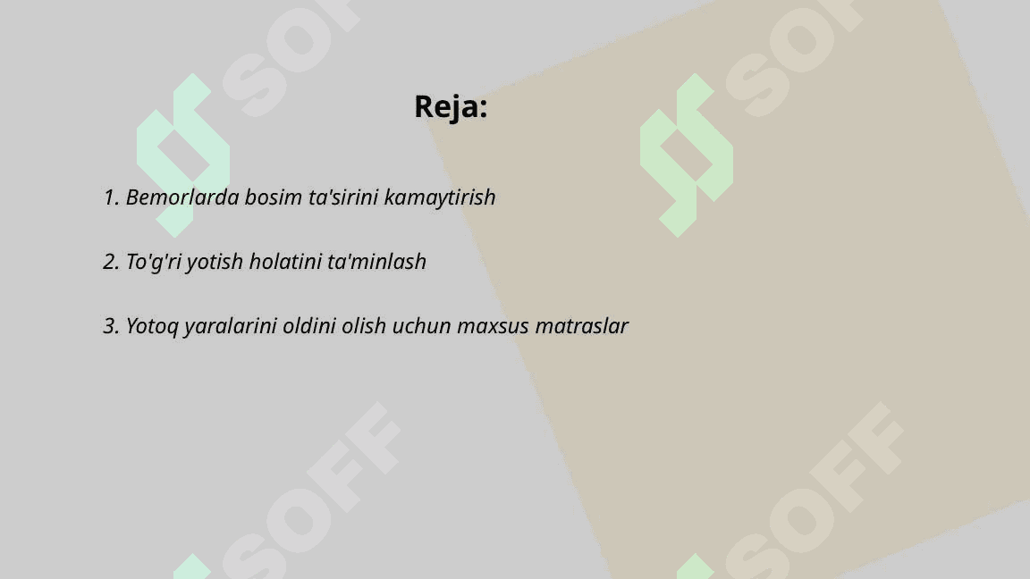 Bemorlarda yotoq yaralarini oldini olish 2
