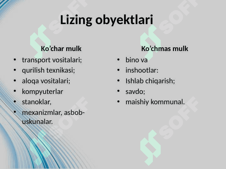 Investisiyalarni moliyalashtirishning lizing mexanizmi 5