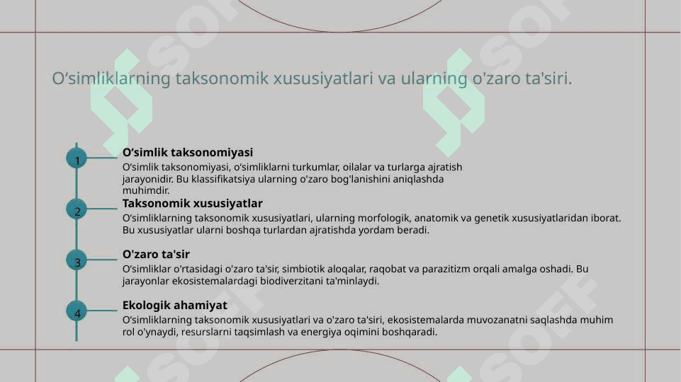 Oʻsimlik turkumlari va ularning tabiiy joylashishlari 4
