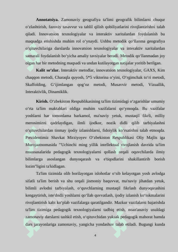 GЕОGRАFIYА TА'LIMIDА INNОVАTSIОN TЕXNОLОGIYАLАR VА INTЕRАKTIV XАRITАLАRDАN FОYDАLАNISH qo'llanma.docx 4