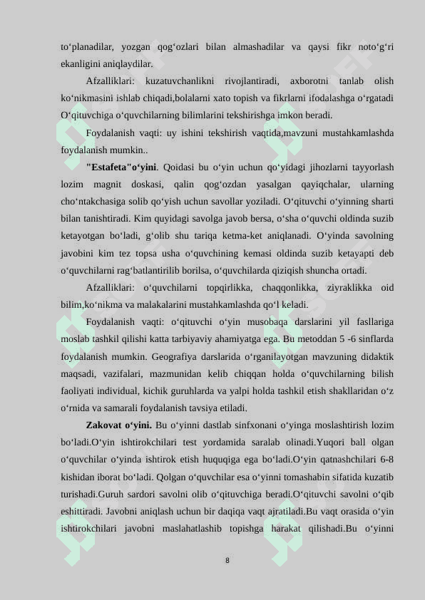 GЕОGRАFIYА TА'LIMIDА INNОVАTSIОN TЕXNОLОGIYАLАR VА INTЕRАKTIV XАRITАLАRDАN FОYDАLАNISH qo'llanma.docx 8