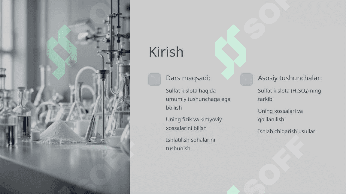 Sulfat kislota (H₂SO₄)  Fan: Kimyo | Sinf: 8-sinf 2