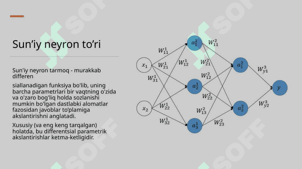 Sun’iy neyron to‘ri. Perseptron modeli. 2