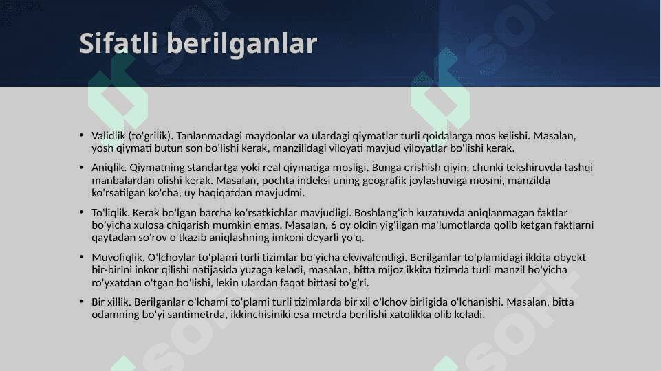 Berilganlarga dastlabki ishlov berish texnologiyalari 3