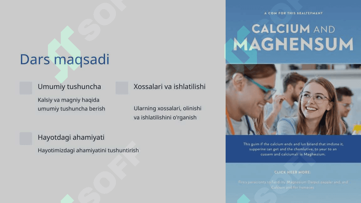 Kalsiy va Magniy  Kimyo, 9-sinf 2