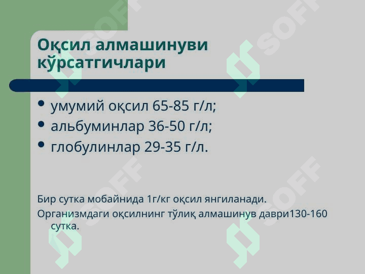 Оқсил алмашинувиь патофизиологияси 4