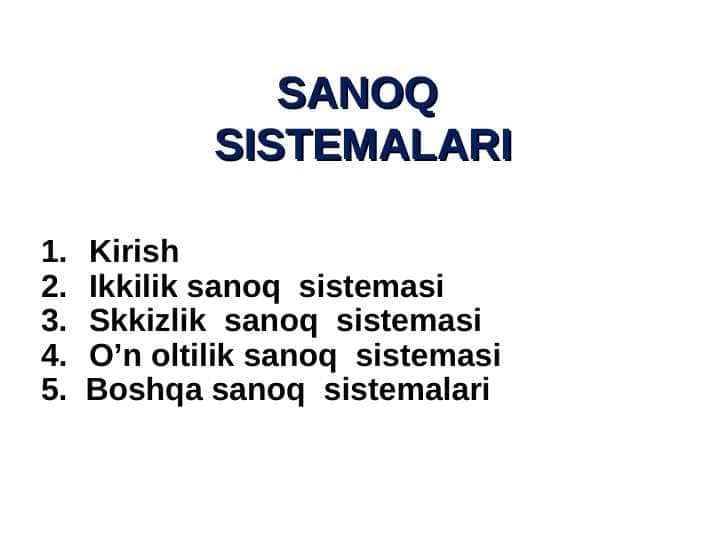 SANOQ  SISTEMALARI