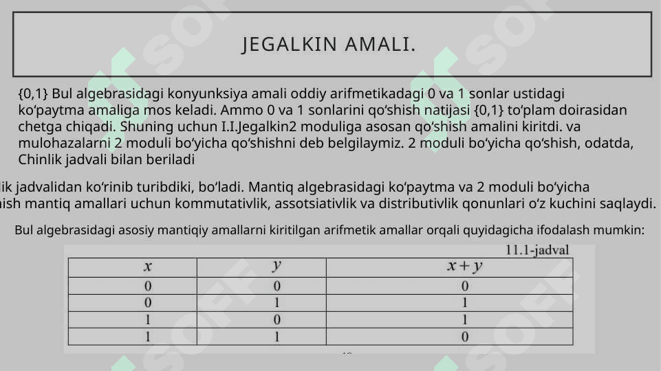 Elementar Bul funksiyalar. Formulalar 3