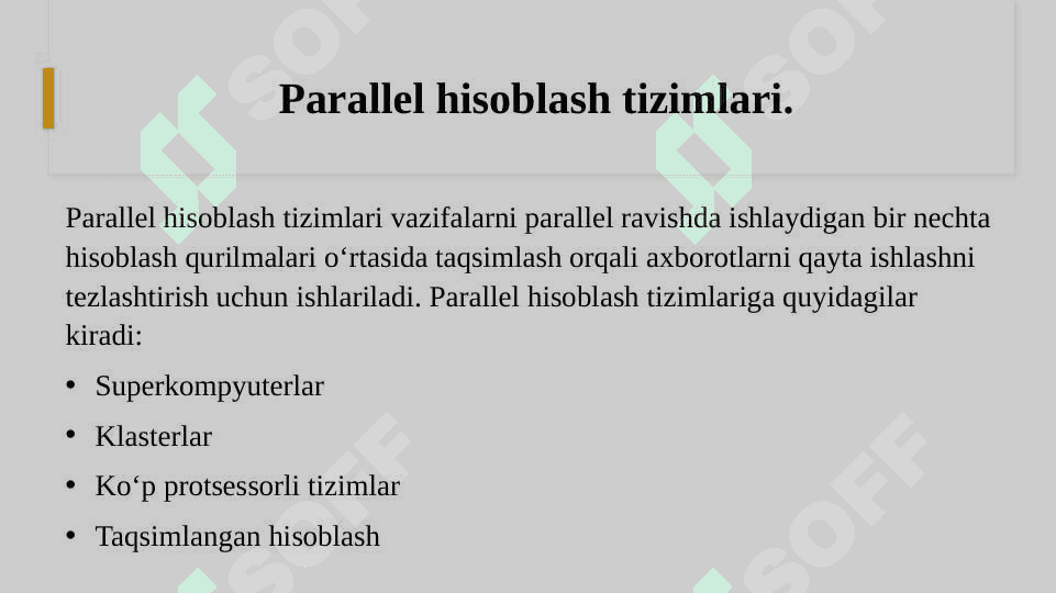 Ma’lumotlarni Parallel Tahlil qilish (Distributed Computing): Hadoop, Spark va Dask haqida. 3