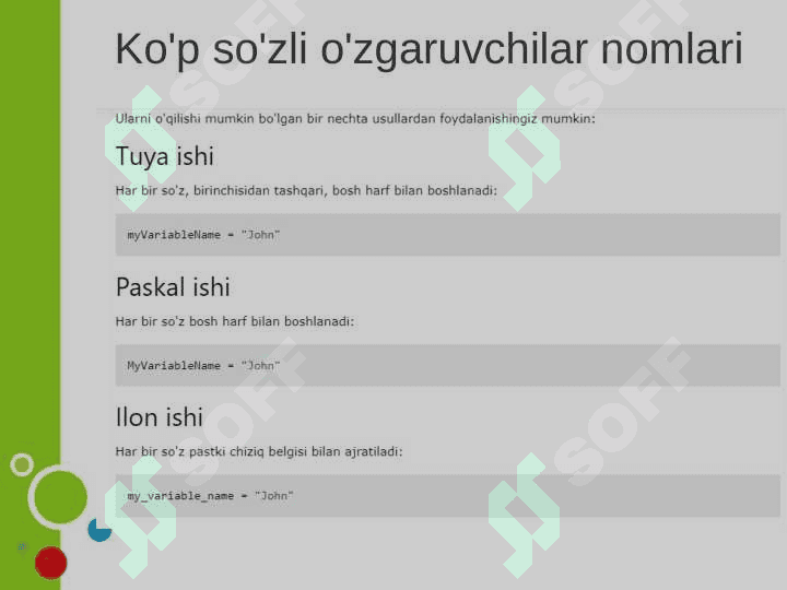 Pythonda o‘zgaruvchilar va ma’lumot turlari. Operatorlar. 5