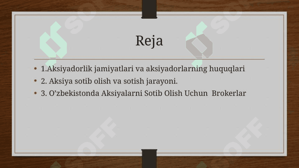 Aktsiyslarni sotib olish va sotish hisobI 3