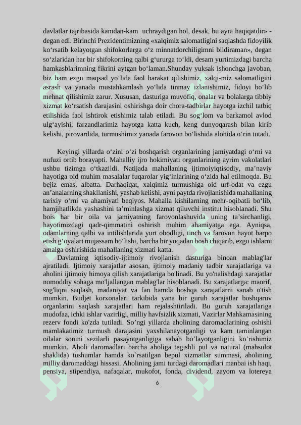 Ijtimoiy madaniy sohalarni moliyalashtirishda byudjetning  o’rni va  ahamiyati 6
