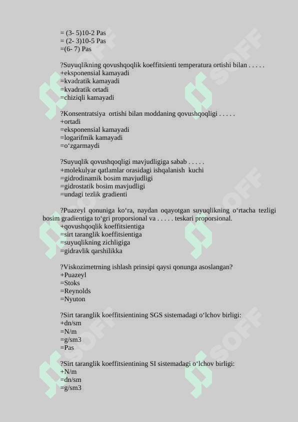 Biofizika yakuniy test javoblari bilan 2