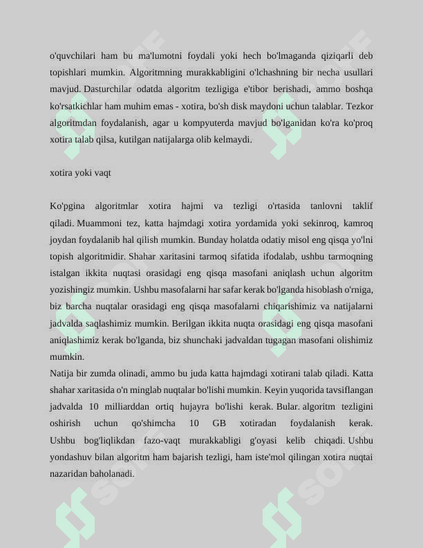 Algoritm murakkabligini statik va dinamik o‘lchovlari. Vaqt va xotira hajmi bo‘yicha qiyinchiliklar. 3