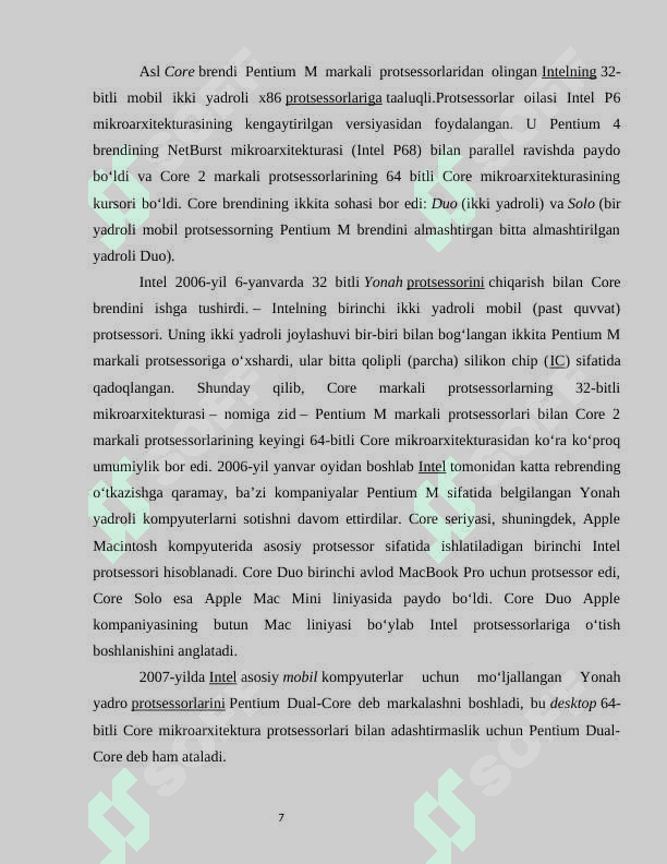 Intel protsessori arxirektura va registrlari va ularning zamonaviy kompyuterlardagi roli 7