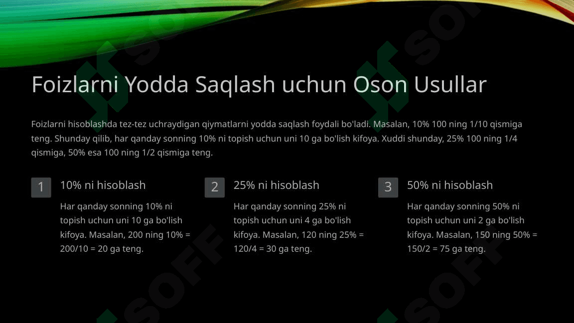 Foizlar ongda tez hisoblash va qiyoslash 3