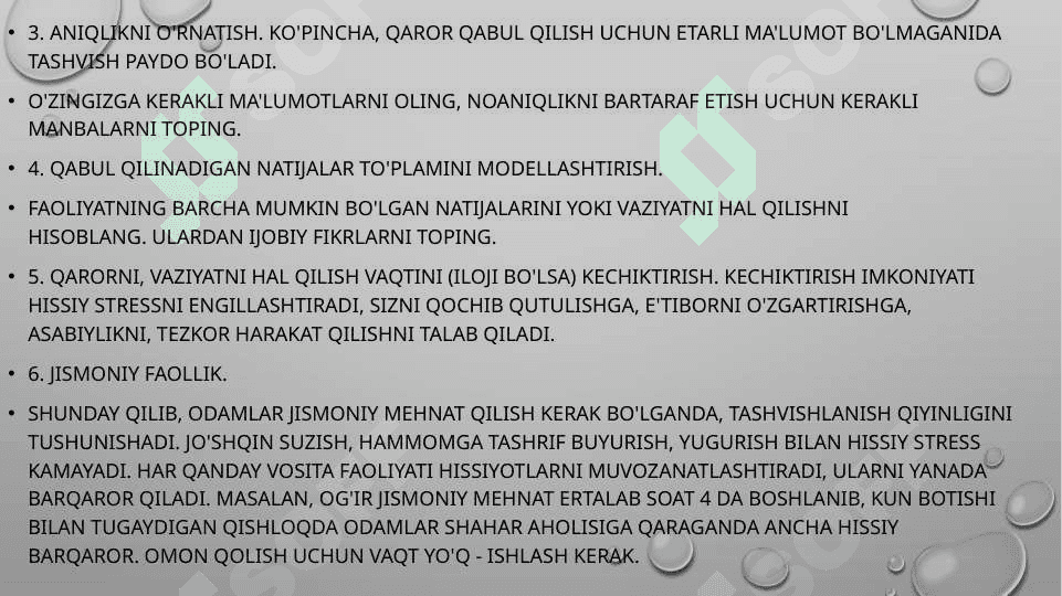 Streslarni yengish uchun trening 6