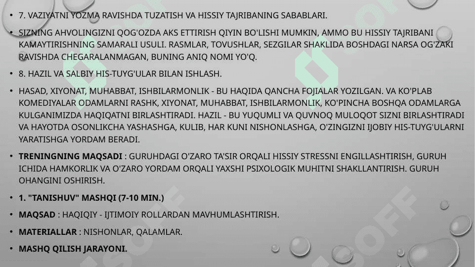 Streslarni yengish uchun trening 7