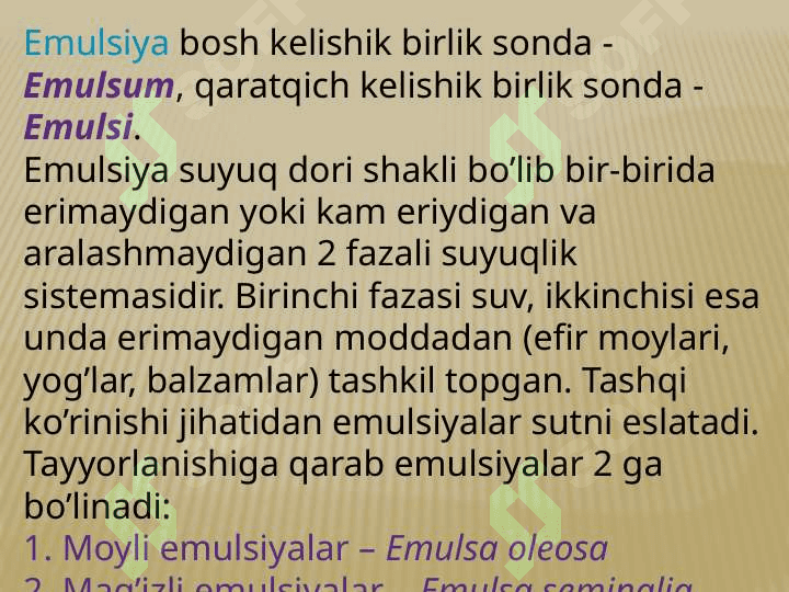 Emulsiyalar, tomchilarga retsept yozish 2