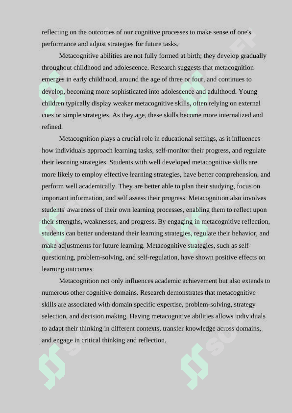 Metacognitive reading strategies 7
