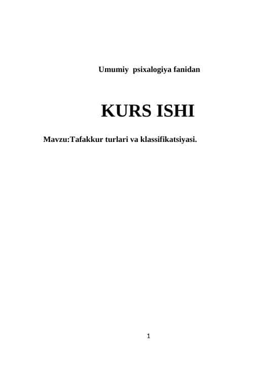 Tafakkur turlari va klassifikatsiyasi